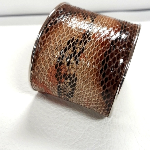 Hand Painted Python Snakeskin/Cuff Bracelet/ Statement Bracelet Handcrafted/Boho - Picture 9 of 15